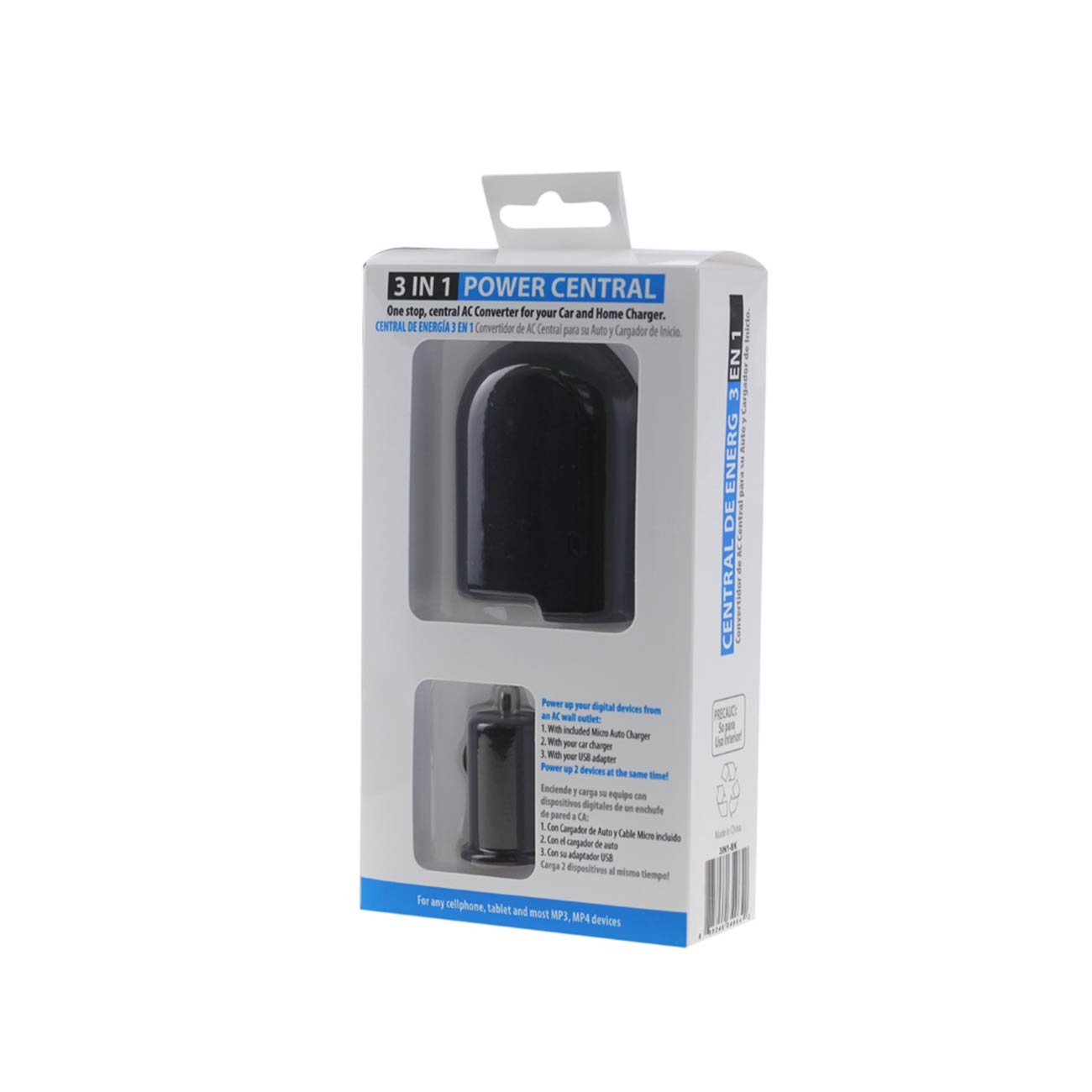 1 AMP 3-IN-1 AC TO DC WALL ADAPTER TO CAR CHARGER IN BLACK - Durable & Reliable | CELL DEMAND Official