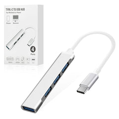 4-Port Type-C to USB Hub in Silver - Ultra-Slim & Reliable | CELL DEMAND Official