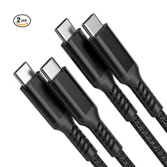 6.6FT Type C USB C To USB C Charge & Sync Data Cable In Black(2 units per pack) - Shockproof & Reliable | CELL DEMAND Official
