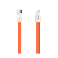 FLAT MICRO USB GOLD PLATED DATA CABLE 3.9FT WITH CABLE TIE IN ORANGE - Crystal Clear & Reliable | CELL DEMAND Official