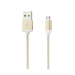 3.3FT NYLON BRAIDED MICRO USB CHARGING & SYNC DATA CABLE FOR ANDROID PHONES IN GOLD - Heavy Duty & Reliable | CELL DEMAND Official
