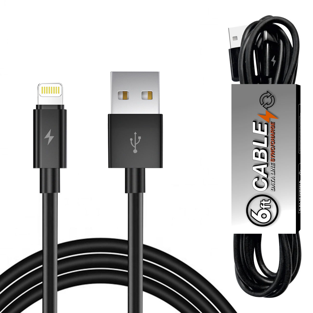 6 FT PVC Material 8PIN USB 2.0 Data Cable In BLACK in simple packaging-DC27A-6FT8PBK - Premium & Reliable | CELL DEMAND Official