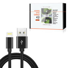 8-PIN Fast Charge/Sync Cable 6.5 ft In Black - Durable & Reliable | CELL DEMAND Official