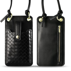 Leather Crossbody Phone Wallet Large Purse In Black•?ö7.0 INCH) - Ultra-Slim & Reliable | CELL DEMAND Official
