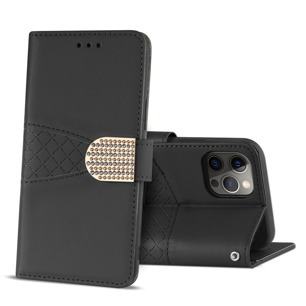 IPHONE 12 Compatible 3-In-1 Wallet Case for IPHONE 12/ IPHONE 12 PRO In Black - Premium Protection by CELL DEMAND