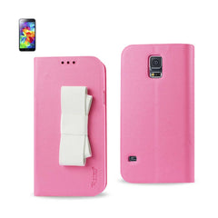 SAMSUNG GALAXY S5 FOLIO WALLET CASES-PINK WHITE (FC30-SAMS5PKWH) - Crystal Clear & Reliable | CELL DEMAND Official
