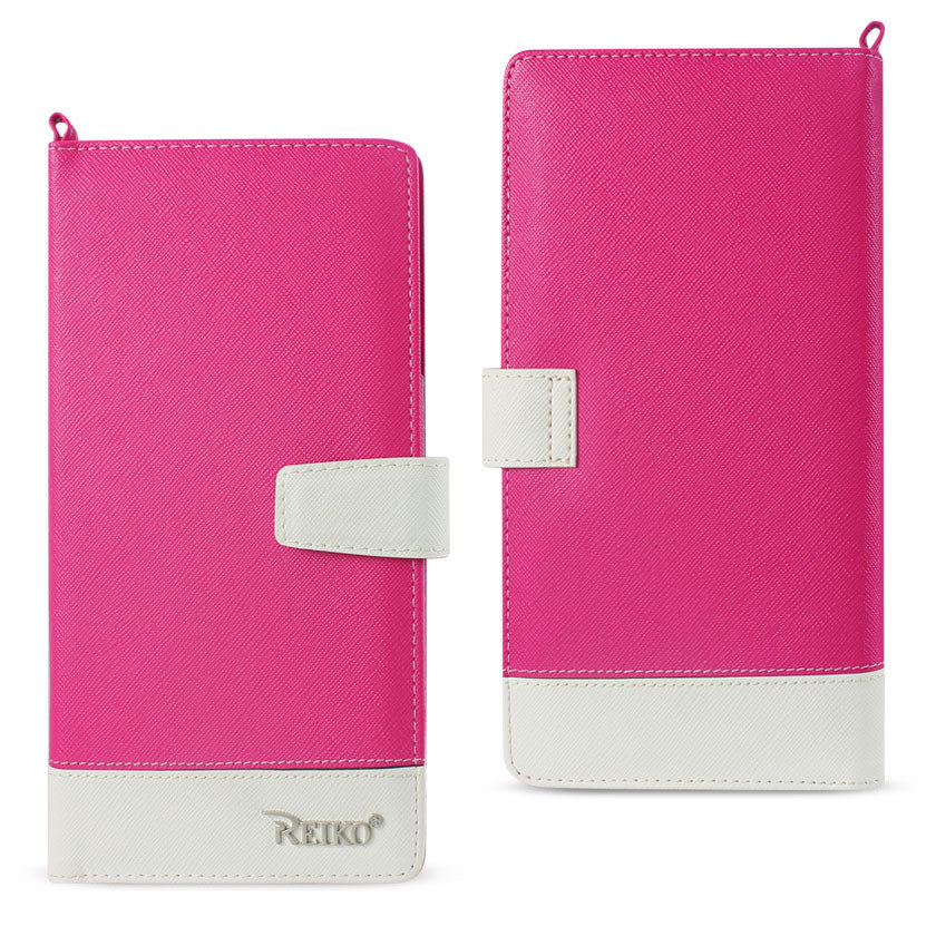 IPHONE 6/ 6S TWO TONE SUPER WALLET CASE WITH MULTIPLE CARD SLOTS IN WHITE HOT PINK (FC35-IPHONE6WHHK) - Heavy Duty & Reliable | CELL DEMAND Official