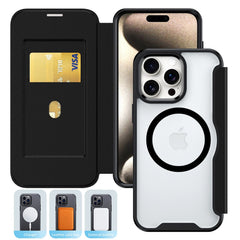 iPhone 16 Pro Compatible PU Leather Magnetic Flap Phone Case with Magsafe In Black For iPhone 16 Pro Max (FC37-IPH16MAXBK) - Shockproof Protection by CELL DEMAND