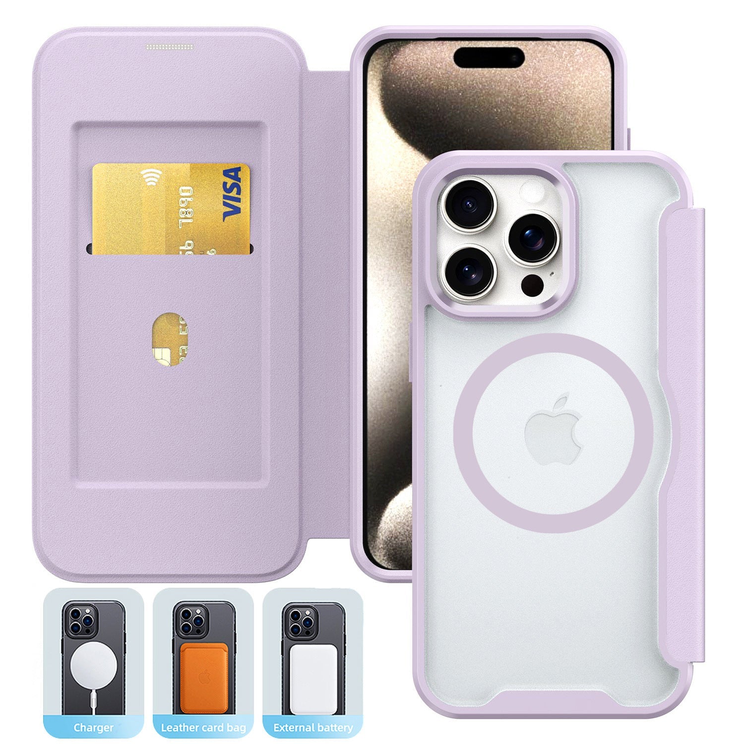 iPhone 16 Plus Compatible PU Leather Magnetic Flap Phone Case with Magsafe In Purple For iPhone 16 Plus (FC37-IPH1PLUS6PP) - Premium Protection by CELL DEMAND