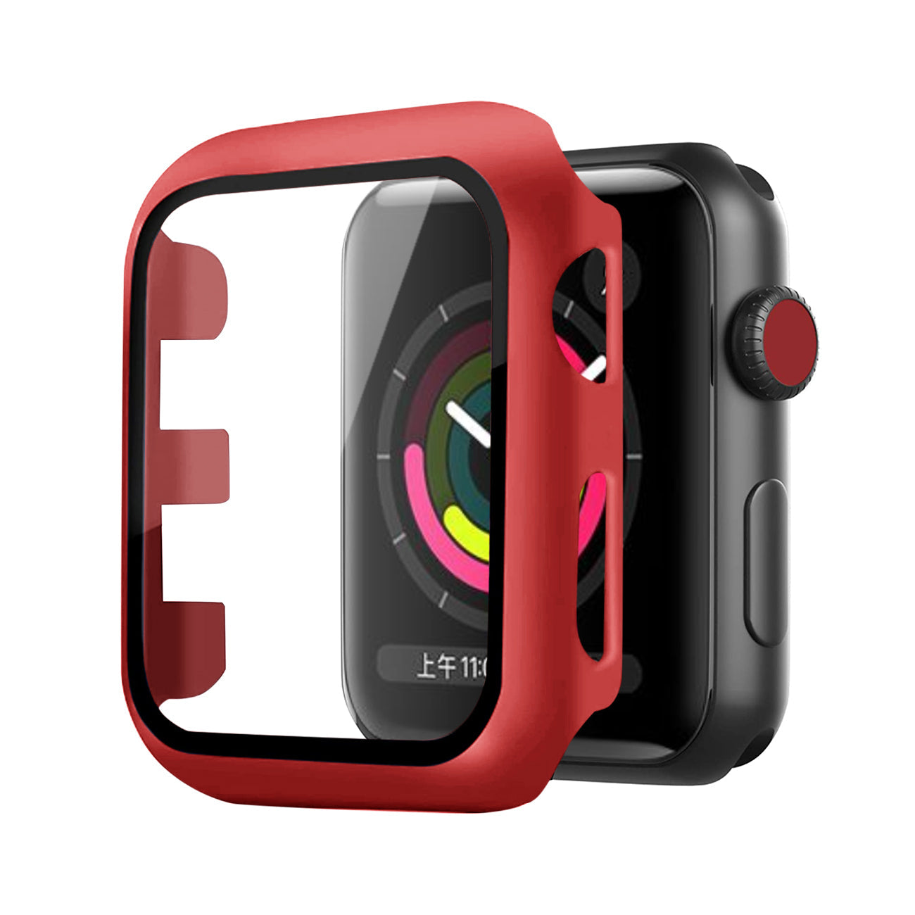 Full Cover tempered glass screen protector with pc case for Apple Watch 38 mm In Red - Durable & Reliable | CELL DEMAND Official