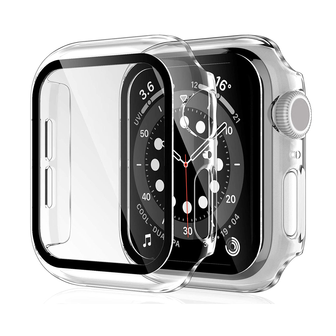 Full Cover tempered glass screen protector with pc case for Apple Watch 44 mm In Clear - Crystal Clear & Reliable | CELL DEMAND Official