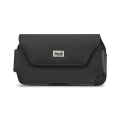 HORIZONTAL LEATHER POUCH WITH MAGNETIC CLOSURE IN BLACK (6.6X3.5X0.7 Inches) - Crystal Clear & Reliable | CELL DEMAND Official