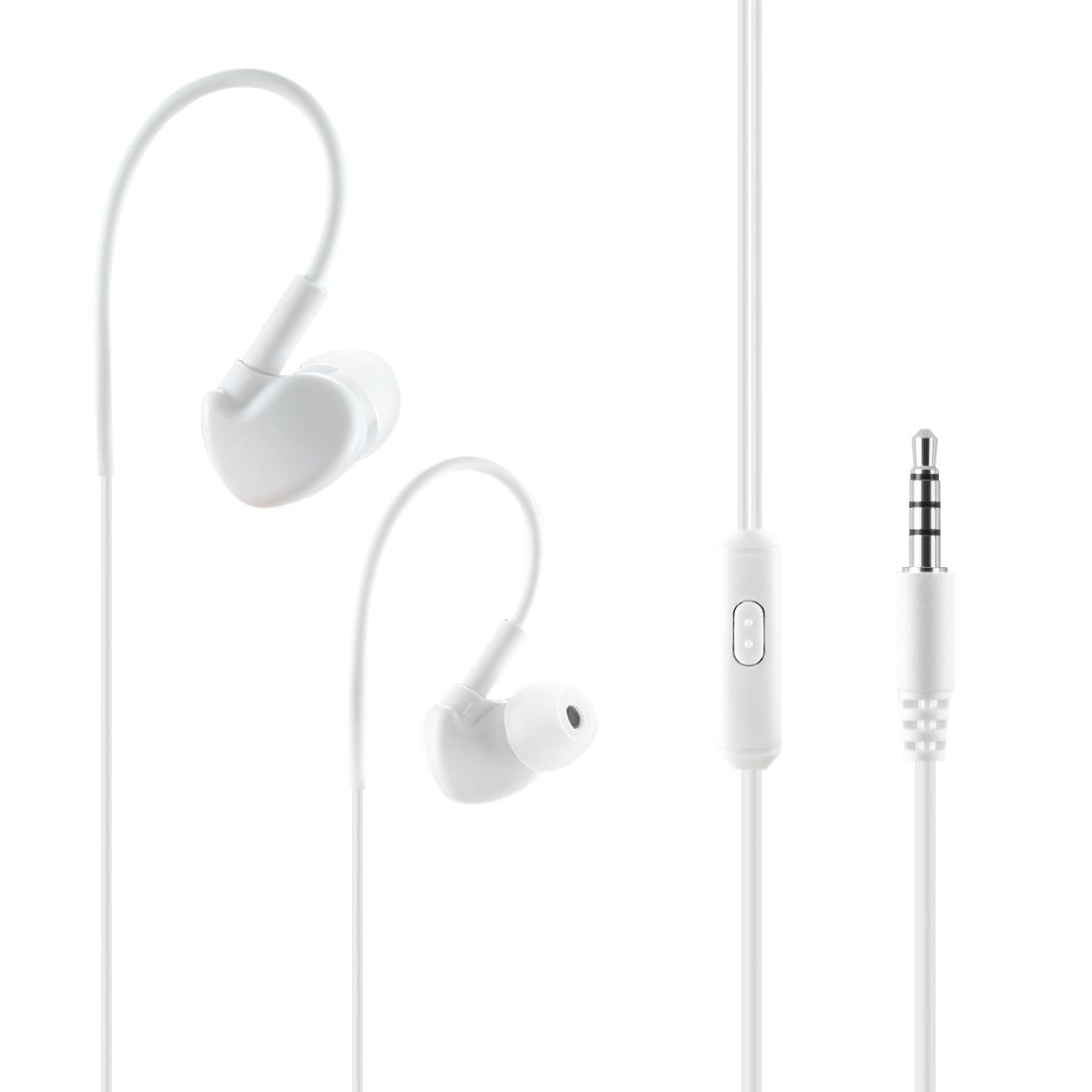 HS1440-35MMMICWH UNIVERSAL SPORT STEREO EARPHONES W. TANGLE FREE NOODLE CABLE AND MIC IN WHITE - Shockproof & Reliable | CELL DEMAND Official