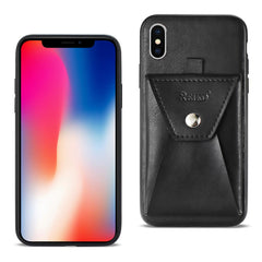 iPhone X/iPhone XS Durable Leather Protective Case With Back Pocket In Black - Durable & Reliable | CELL DEMAND Official