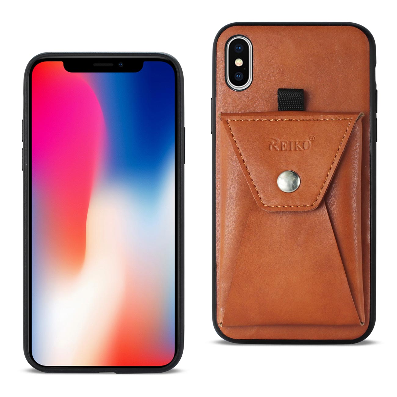 iPhone X/iPhone XS Durable Leather Protective Case With Back Pocket In Brown - Heavy Duty & Reliable | CELL DEMAND Official