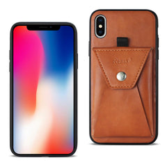 iPhone X/iPhone XS Durable Leather Protective Case With Back Pocket In Brown - Heavy Duty & Reliable | CELL DEMAND Official