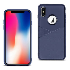 APPLE IPHONE X/XS TPU Leather feel Case Leather Fit Flexible Slim Premium Case in Blue - Premium & Reliable | CELL DEMAND Official
