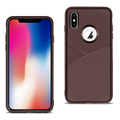 APPLE IPHONE X/XS TPU Leather feel Case Leather Fit Flexible Slim Premium Case in Brown - Durable & Reliable | CELL DEMAND Official