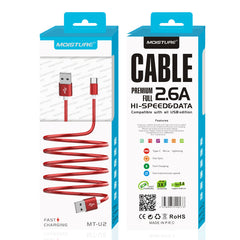 Moisture 2.6A Premium Full Hi-Speed USB A To USB Type C Data Cable In Red - Durable & Reliable | CELL DEMAND Official