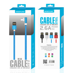 Moisture 2.6A Premium Full Steel USB To Micro Cable In Black - Crystal Clear & Reliable | CELL DEMAND Official