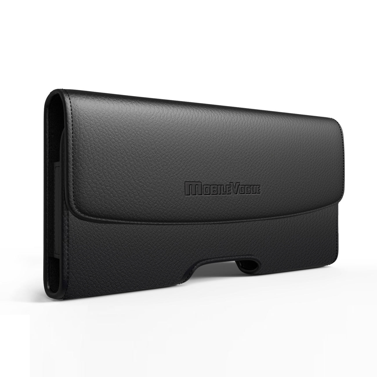 MV Horizontal Leather Pouch With Card Holder In Black (5.8X3.2X0.7 Inches) - Shockproof & Reliable | CELL DEMAND Official