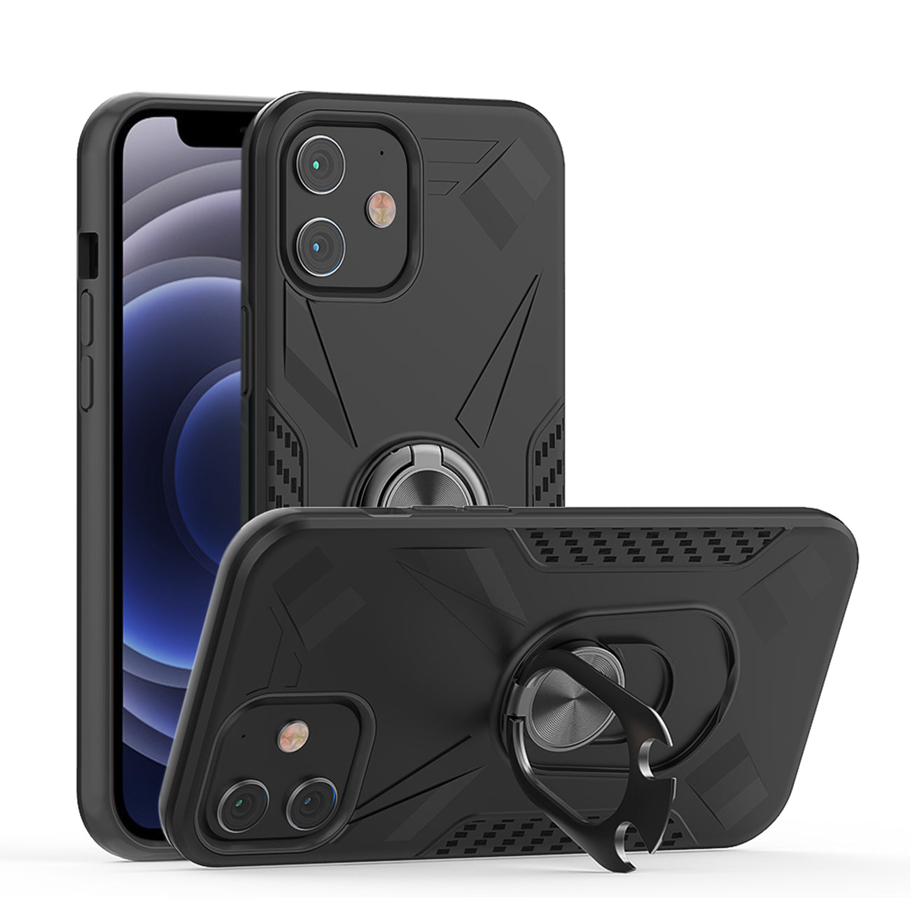 IPHONE 12 MINI Compatible APPLE IPHONE 12 MINI Case with Ring Holder In Black - Premium Protection by CELL DEMAND