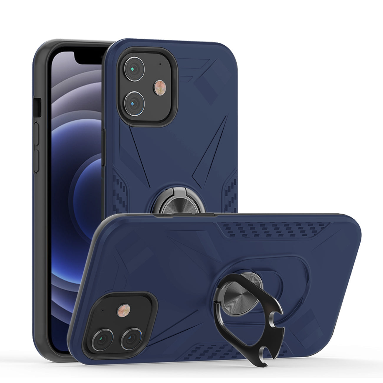 IPHONE 12 MINI Compatible APPLE IPHONE 12 MINI Case with Ring Holder In Blue - Ultra-Slim Protection by CELL DEMAND
