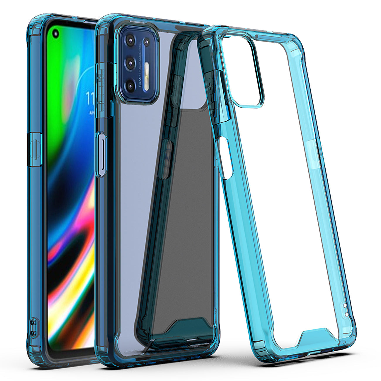 Moto G9 Plus High quality TPU Bumper and Clarity PC Case In Blue - Crystal Clear & Reliable | CELL DEMAND Official