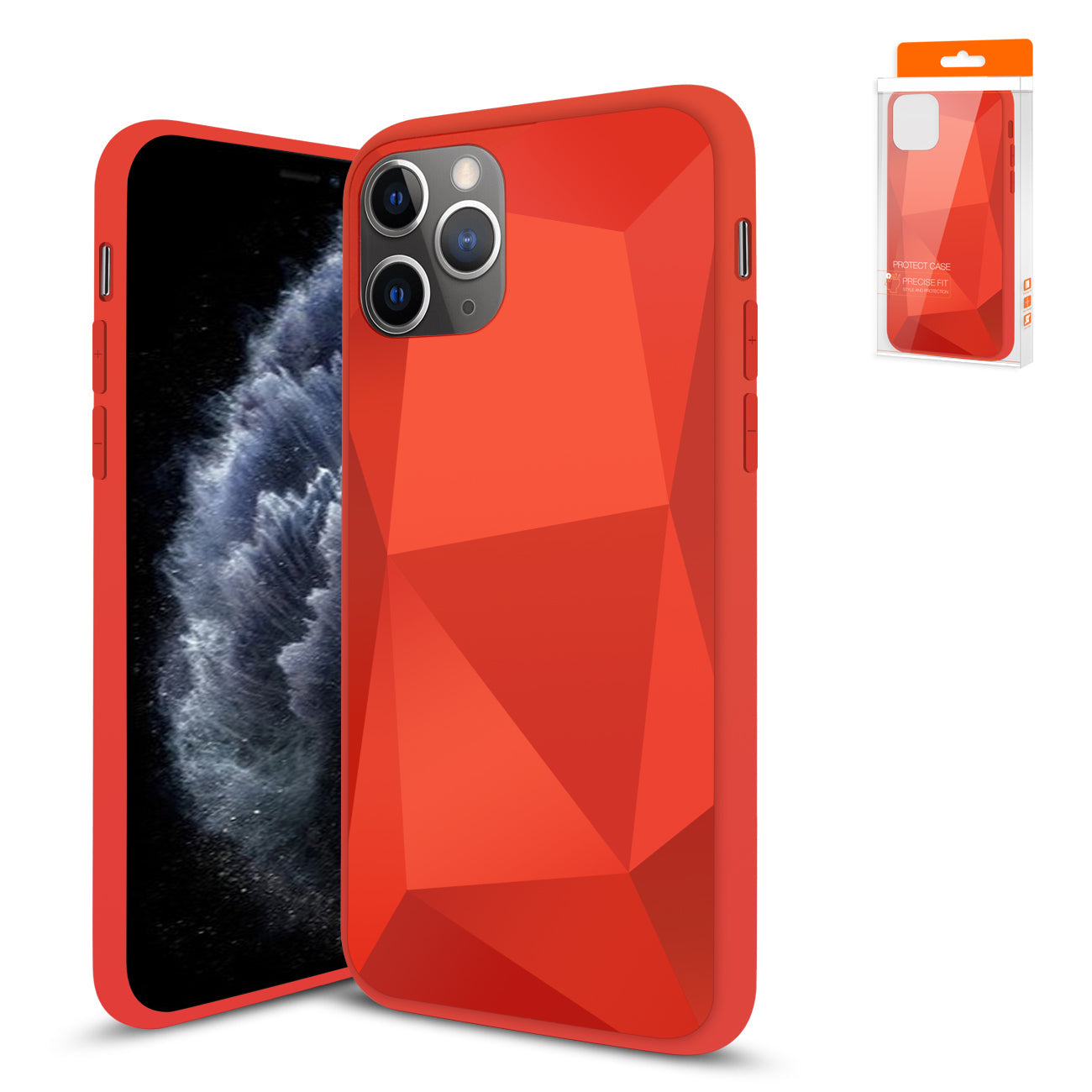 iPhone 11 Pro Compatible Apple iPhone 11 Pro Apple Diamond Cases In Red - Heavy Duty Protection by CELL DEMAND