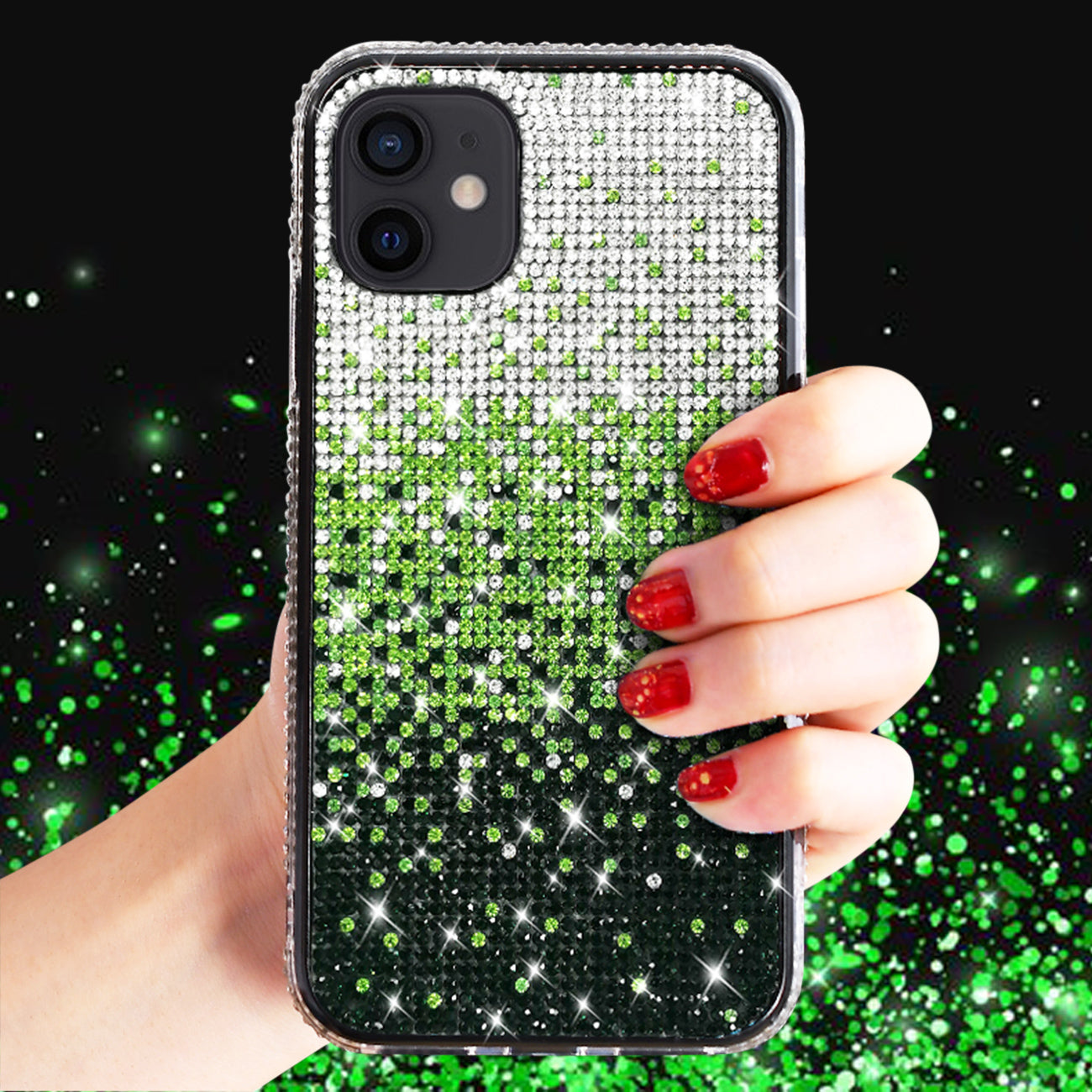 IPHONE 12 MINI Compatible Design Diamond Case For APPLE IPHONE 12 MINI In Green - Shockproof Protection by CELL DEMAND