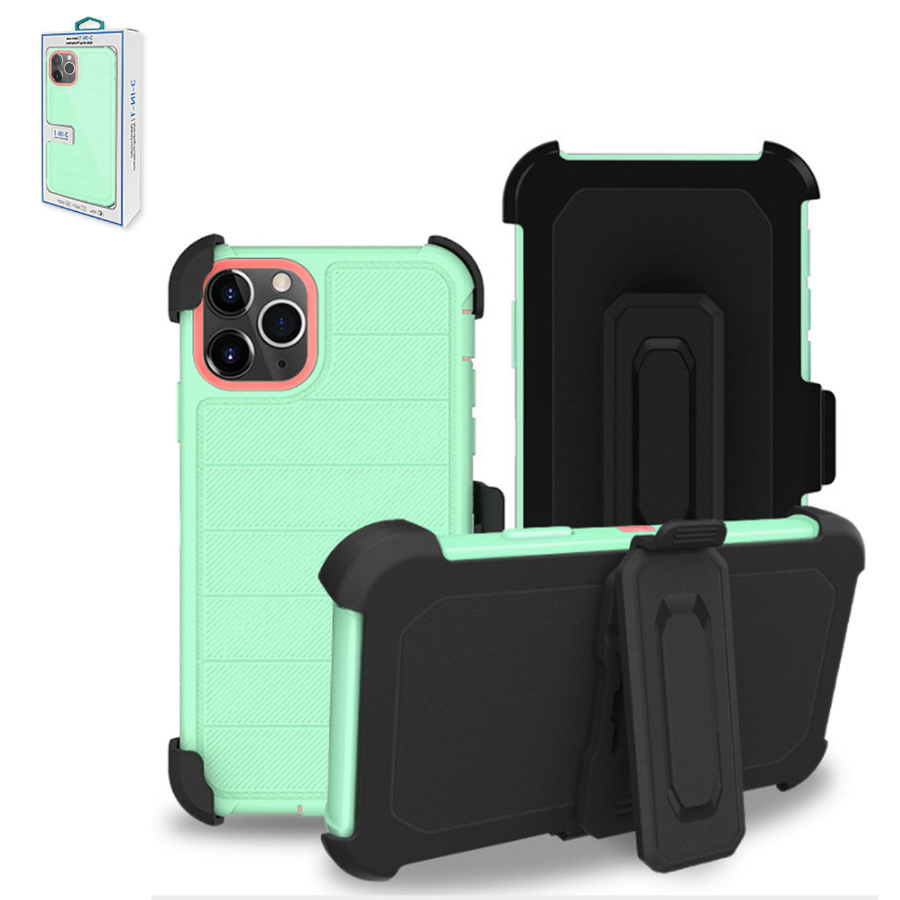 IPHONE 11 PRO Compatible 3-In-1 Hybrid Heavy Duty Holster Combo Case For APPLE IPHONE 11 PRO In Green - Premium Protection by CELL DEMAND