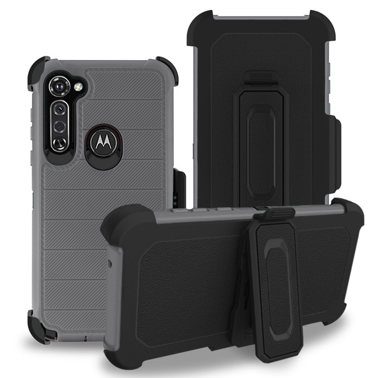 MOTO G STYLUS 3-In-1 Hybrid Heavy Duty Holster Combo Case In Gray - Premium & Reliable | CELL DEMAND Official