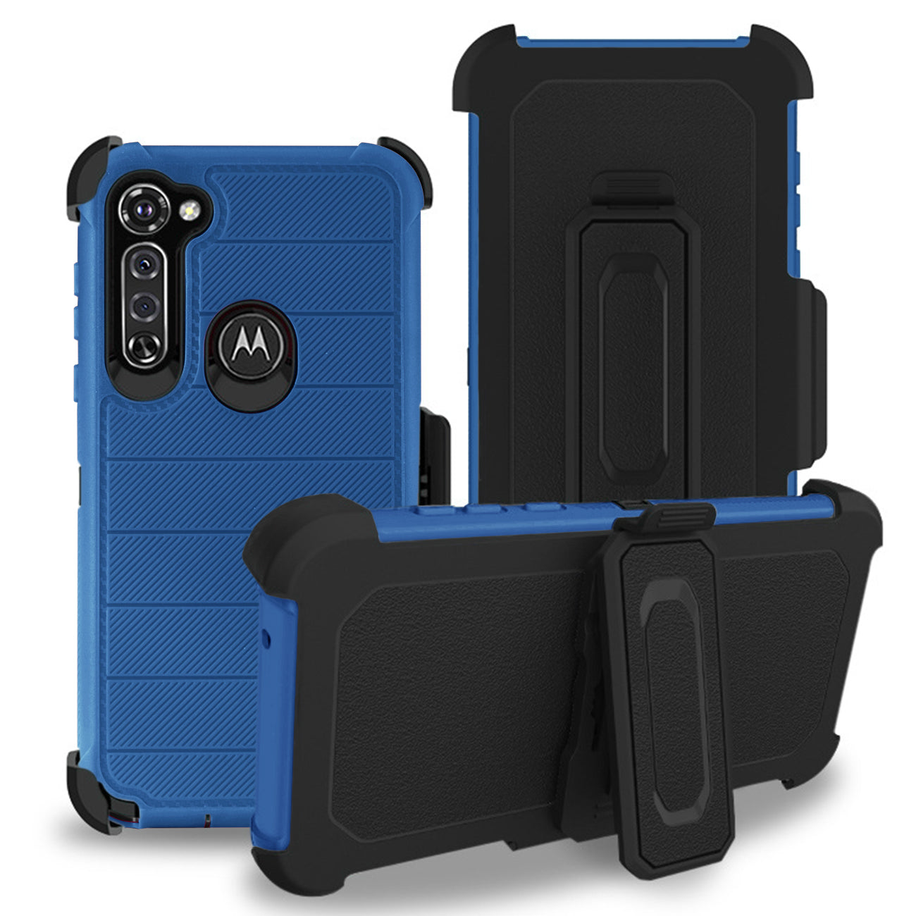 MOTO G STYLUS 3-In-1 Hybrid Heavy Duty Holster Combo Case In Navy - Crystal Clear & Reliable | CELL DEMAND Official