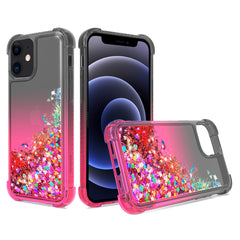 IPHONE 12 MINI Compatible Shiny Flowing Glitter Liquid Bumper Case For APPLE IPHONE 12 MINI In Black - Durable Protection by CELL DEMAND
