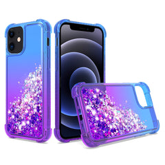 IPHONE 12 MINI Compatible Shiny Flowing Glitter Liquid Bumper Case For APPLE IPHONE 12 MINI In Blue - Shockproof Protection by CELL DEMAND