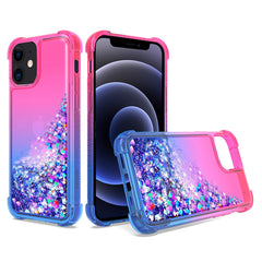 IPHONE 12 MINI Compatible Shiny Flowing Glitter Liquid Bumper Case For APPLE IPHONE 12 MINI In Pink - Durable Protection by CELL DEMAND