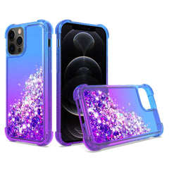 IPHONE 12 Compatible Shiny Flowing Glitter Liquid Bumper Case For APPLE IPHONE 12/IPHONE 12 PRO In Blue - Heavy Duty Protection by CELL DEMAND