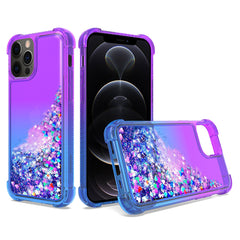 IPHONE 12 Compatible Shiny Flowing Glitter Liquid Bumper Case For APPLE IPHONE 12/IPHONE 12 PRO In Purple - Premium Protection by CELL DEMAND