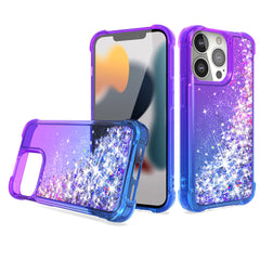 IPHONE 13 PRO Compatible Shiny Flowing Glitter Liquid Bumper Case For APPLE IPHONE 13 PRO MAX In Purple - Premium Protection by CELL DEMAND