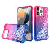 IPHONE 13 PRO Compatible Shiny Flowing Glitter Liquid Bumper Case For APPLE IPHONE 13 PRO In Pink - Heavy Duty Protection by CELL DEMAND