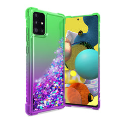 Shiny Flowing Glitter Liquid Bumper Case For SAMSUNG GALAXY A51 5G In Green - Ultra-Slim & Reliable | CELL DEMAND Official