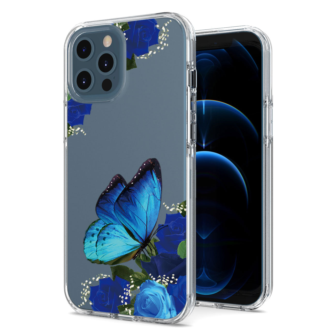 IPHONE 12 PRO Compatible Pressed dried flower Design Phone case for APPLE IPHONE 12 PRO MAX in Blue - Durable Protection by CELL DEMAND