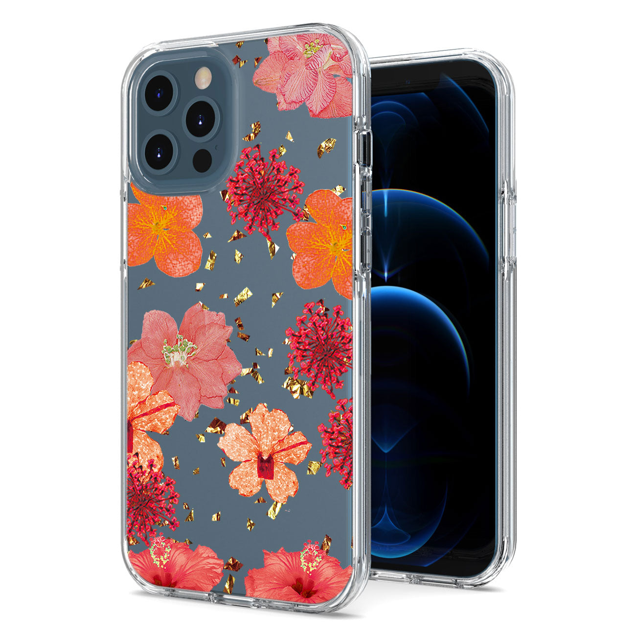 IPHONE 12 PRO Compatible Pressed dried flower Design Phone case for APPLE IPHONE 12 PRO MAX in Red - Premium Protection by CELL DEMAND