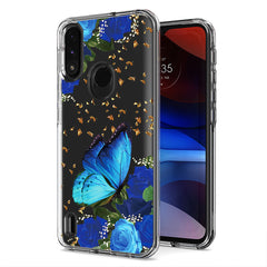 Pressed dried flower Design Phone case for Moto E7 Power 2021 In Blue - Heavy Duty & Reliable | CELL DEMAND Official