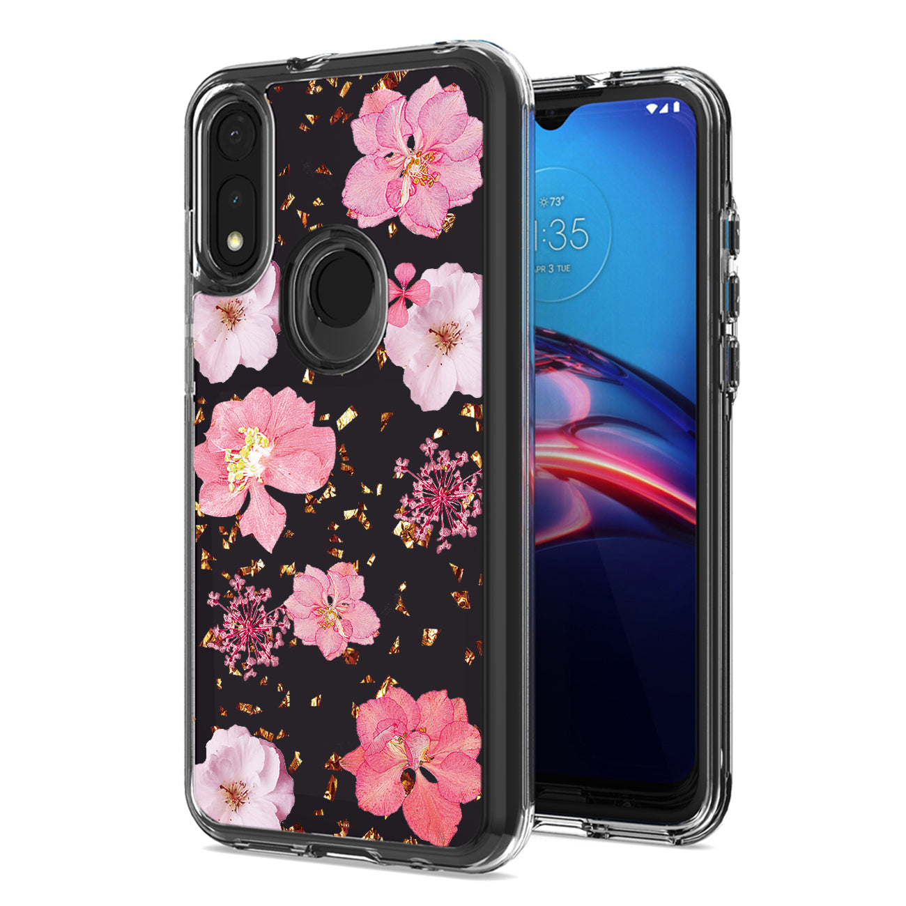 Pressed dried flower Design Phone case for MOTOROLA E7 (2020) In Pink - Shockproof & Reliable | CELL DEMAND Official