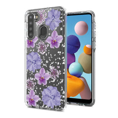 Pressed dried flower Design Phone case for SAMSUNG GALAXY A21 in Purple - Shockproof & Reliable | CELL DEMAND Official