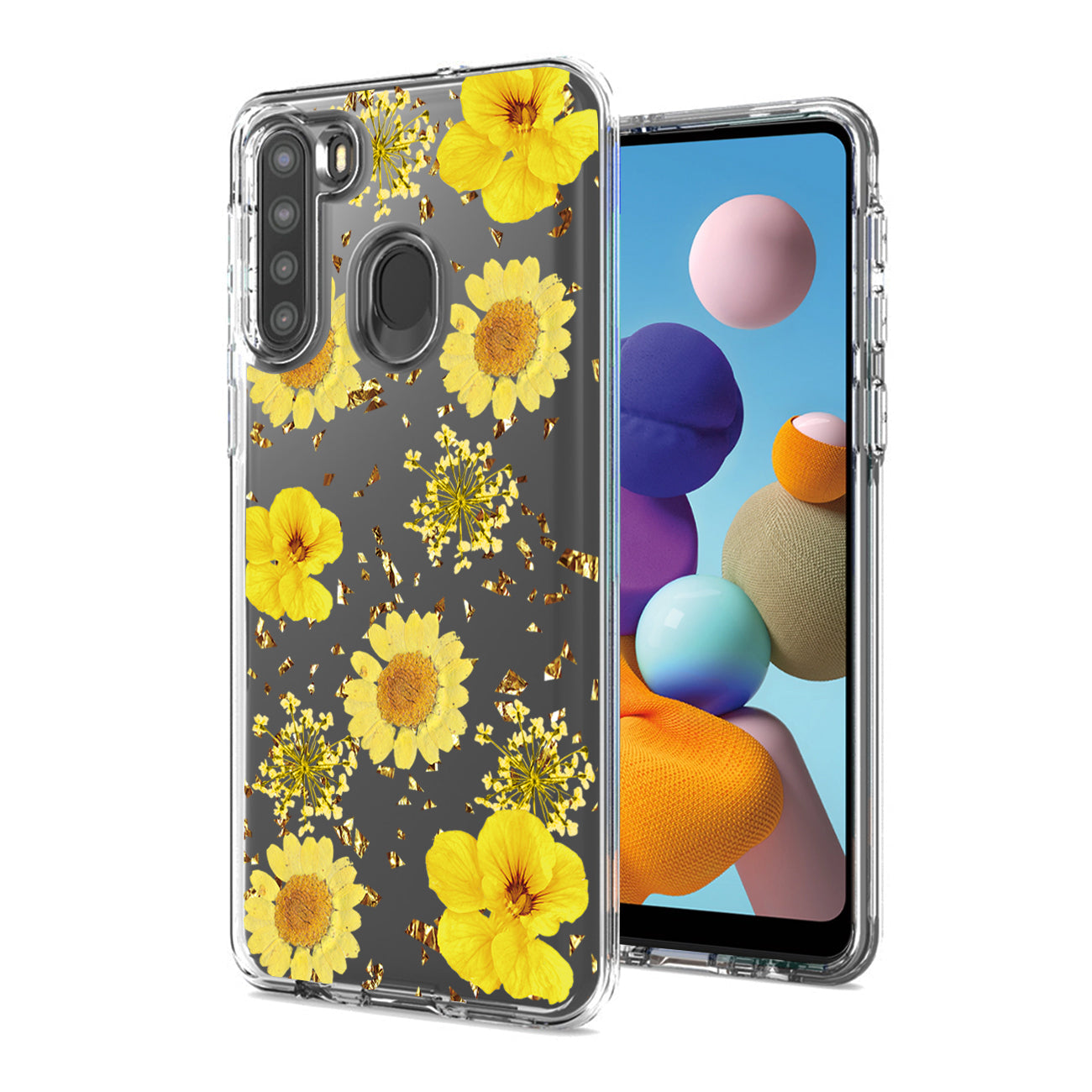 Pressed dried flower Design Phone case for SAMSUNG GALAXY A21 in Yellow - Shockproof & Reliable | CELL DEMAND Official