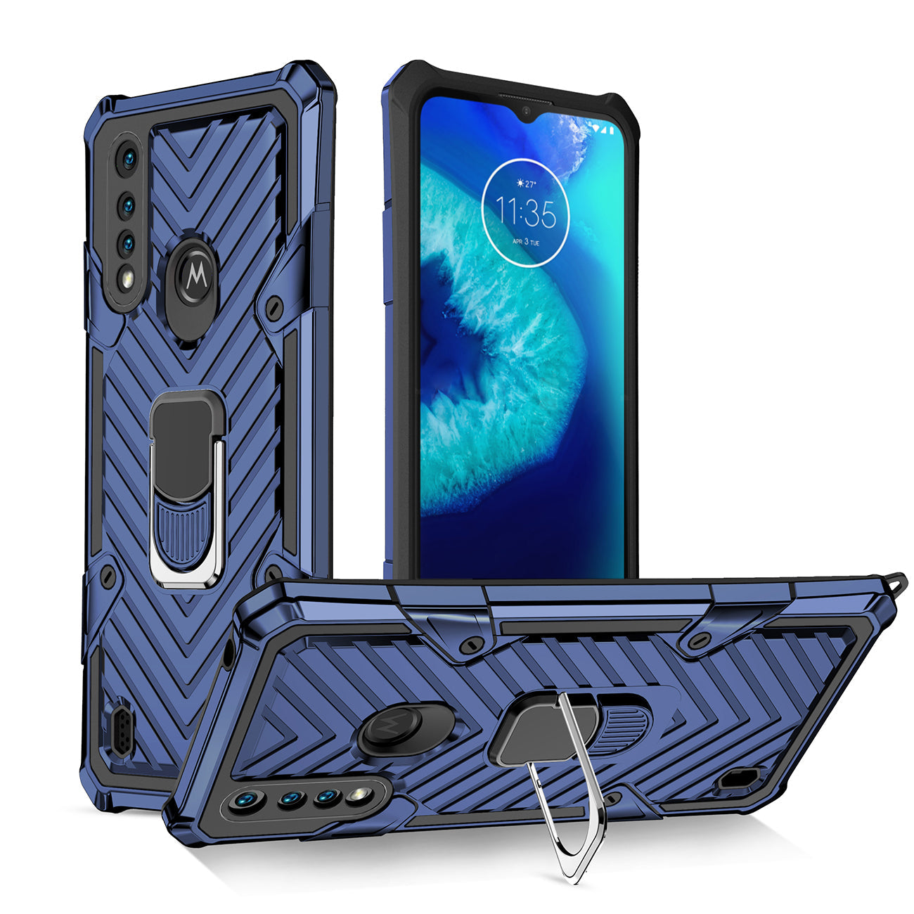 Kickstand Anti-Shock And Anti Falling Case for Moto G8 Power Lite In Blue - Durable & Reliable | CELL DEMAND Official