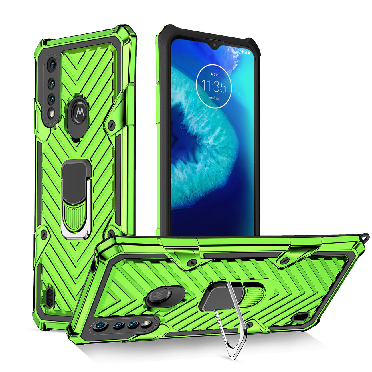 Kickstand Anti-Shock And Anti Falling Case for Moto G8 Power Lite In Green - Durable & Reliable | CELL DEMAND Official
