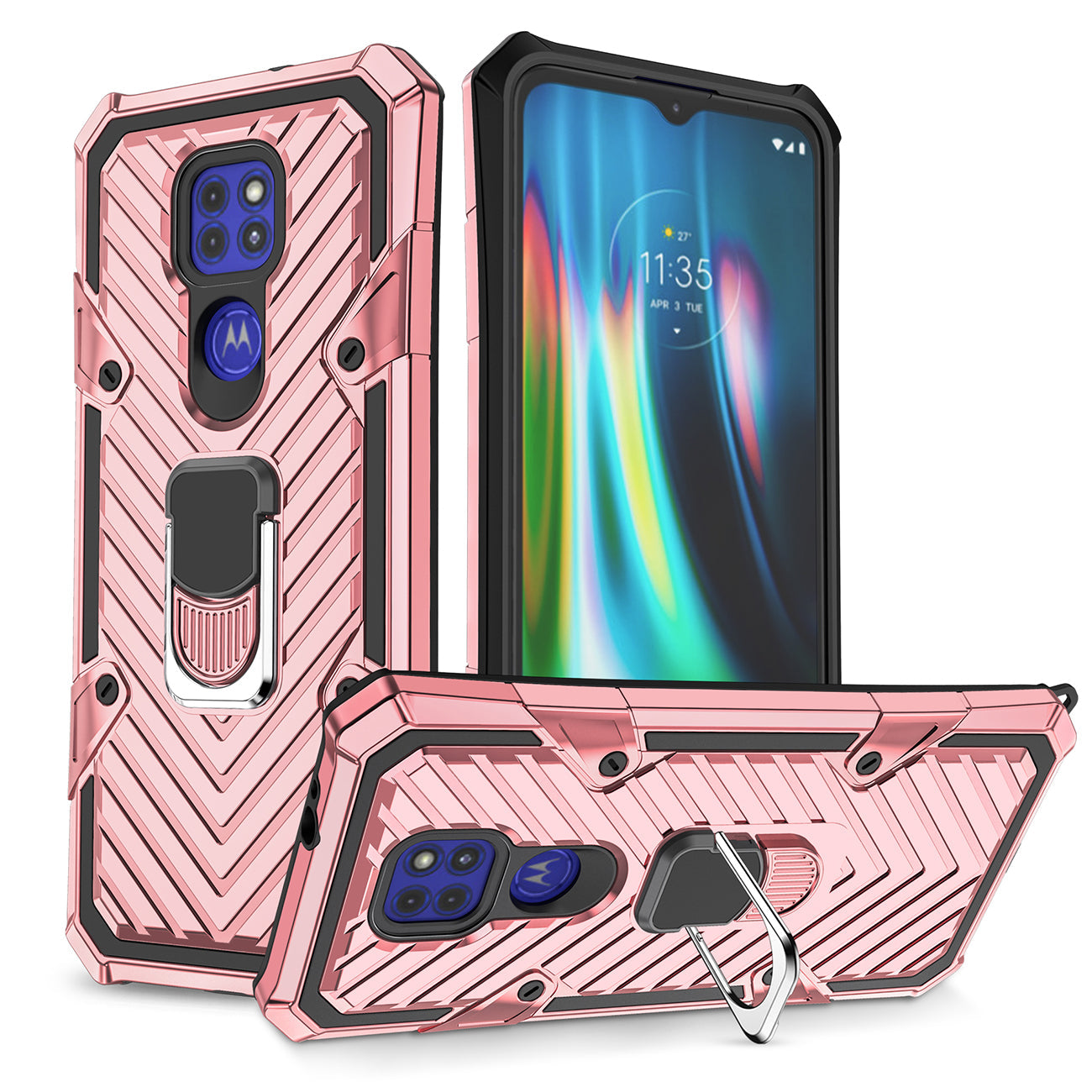 Kickstand Anti-Shock And Anti Falling Case for Moto G9/G9 PLAY In Rose Gold - Premium & Reliable | CELL DEMAND Official